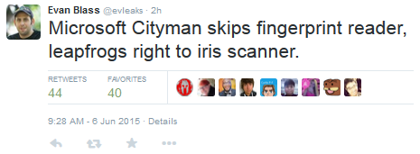 Microsoft Cityman to sport an iris scanner according to @evleaks - Rumor: Microsoft Lumia 940XL to feature an iris scanner