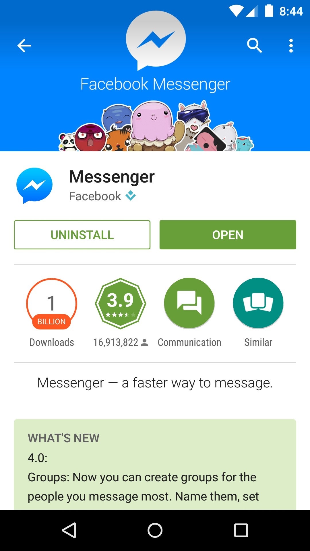 Facebook Messenger for Android hits 1 billion downloads