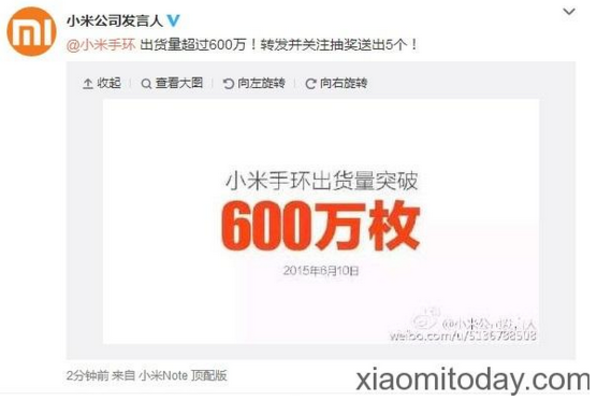 Xiaomi says it has shipped over 6 million units of the Mi Band - Xiaomi: We&#039;ve shipped more than 6 million Mi Bands