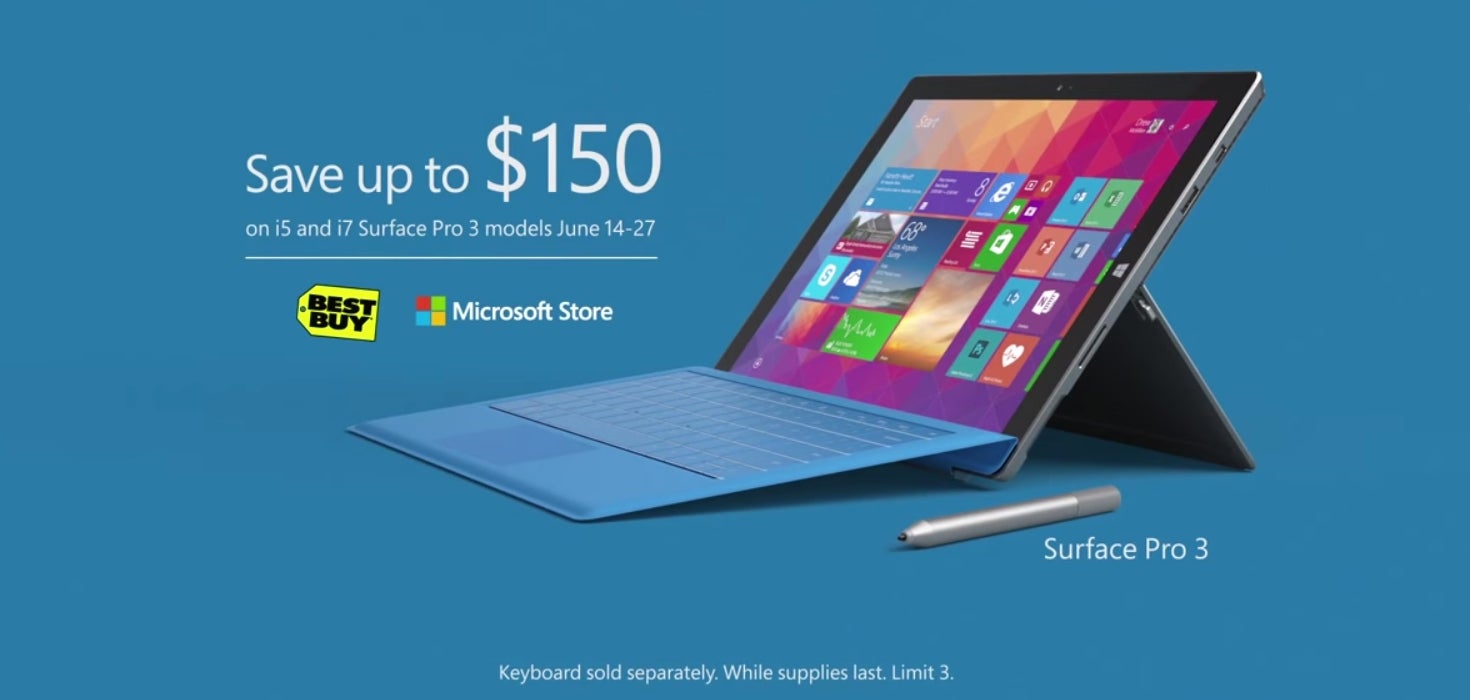 Some Microsoft Surface Pro 3 models are now $150 cheaper in the US