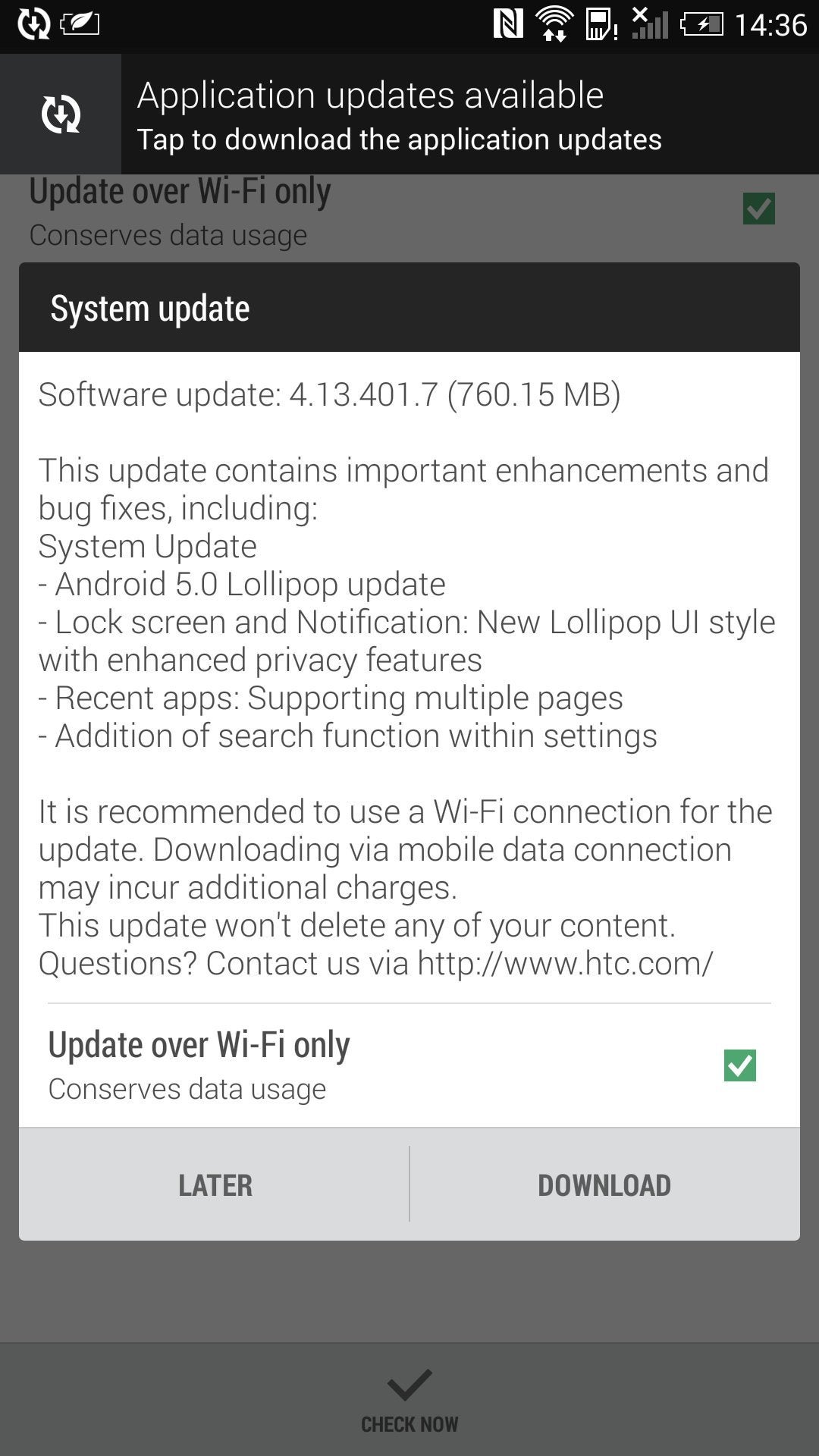 HTC One Max now getting its Android Lollipop update in some regions