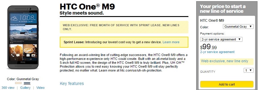 HTC One M9 now costs just $99.99 on contract at Sprint