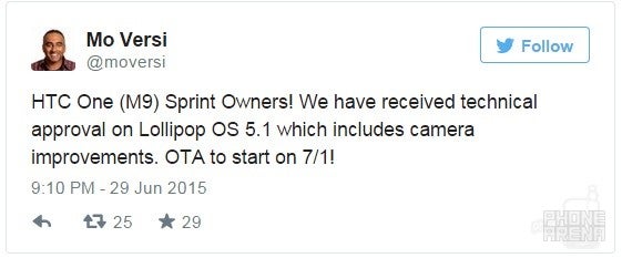 Android 5.1 Lollipop OTA headed to HTC One M9, starting with Sprint on July 1st