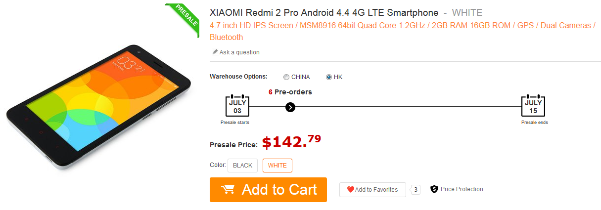 The Xiaomi Redmi 2 Pro can be pre-ordered unlocked from Gearbest - Unlocked Xiaomi Redmi 2 Pro available for global pre-orders priced at $142.79 USD