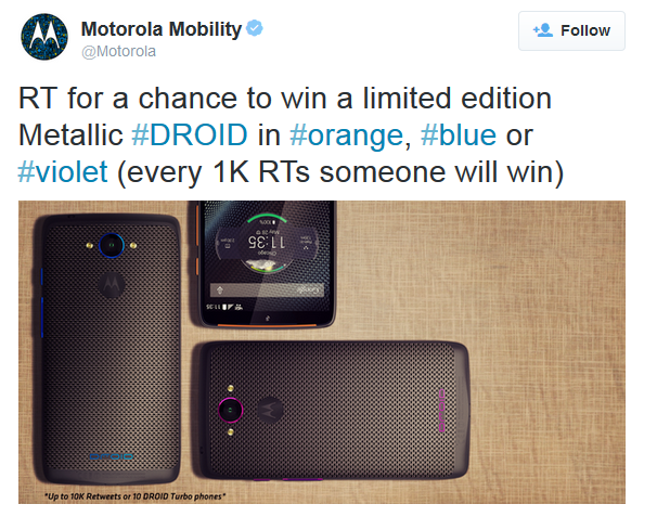 Win a metallic DROID Turbo from Motorola - Win a free metallic Motorola DROID Turbo from Motorola (U.S. only)