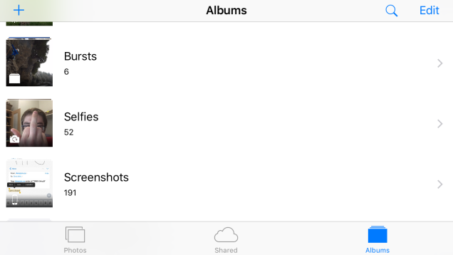 The new selfie folder in Photos on iOS 9, image courtesy of Gizmodo - Did you know: iOS 9 now officially endorses selfies