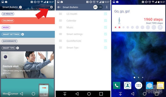 Smart Bulletin can be disabled if not needed. The step counter is still available as a widget - 10 things I changed about my LG G4 soon after I got it