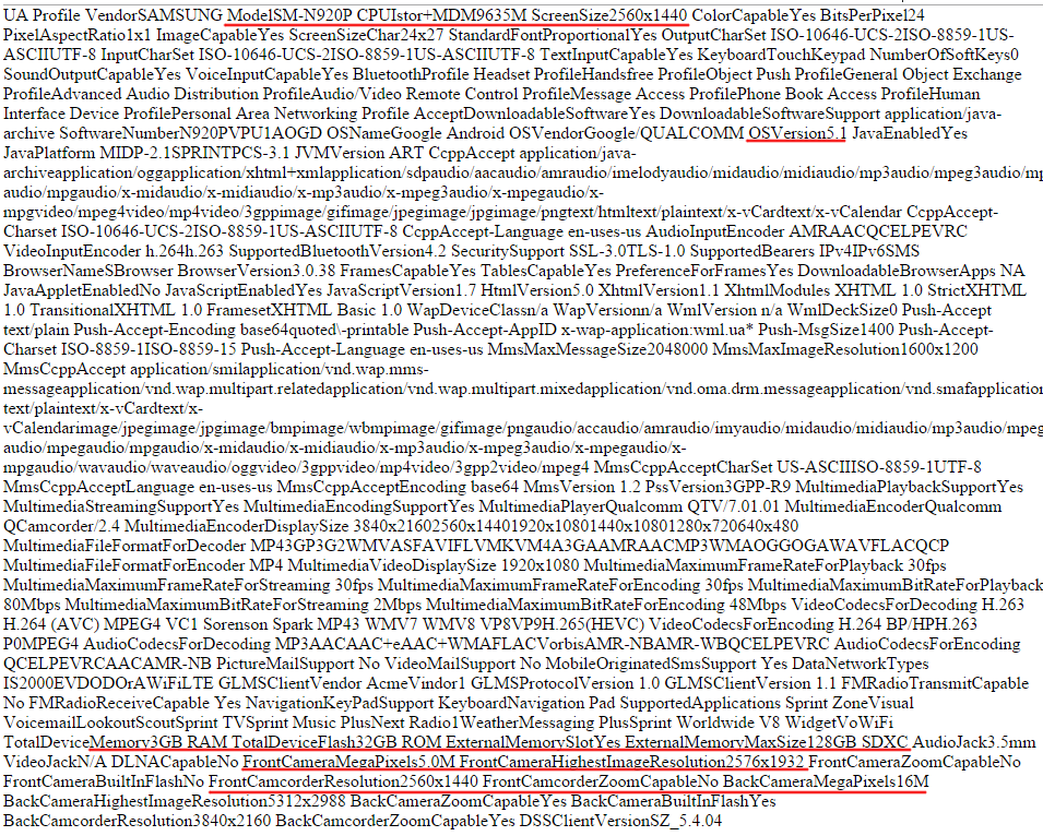 Purported UAP of the Samsung Galaxy Note 5 - User-agent profiles for the Sprint-bound Galaxy Note 5, S6 edge Plus pop up, reveal purported specs