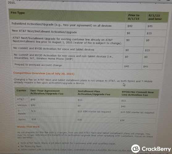 Leaked memo reveals changes to fees for AT&amp;amp;T Next and BYOD customers starting on August 1st - Leaked memo shows AT&amp;T raising and adding fees for Next and BYOD subscribers on 8/1