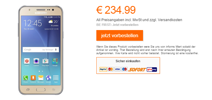 Samsung Galaxy J5 is now available in Germany from Orange - Samsung Galaxy J5 hits Germany with 5-inch HD screen, front-facing flash and Android 5.0