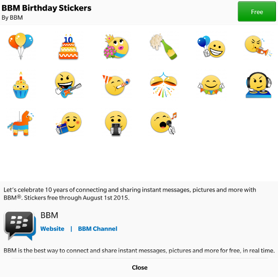 Grab a free BBM birthday sticker pack for today only - BBM&#039;s 10th birthday is here, grab a free sticker pack to celebrate