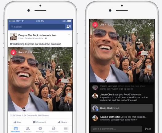 The Rock on Facebook Live. My, doesn't he look a lot like actor Dwayne Johnson? - Facebook now allows live streaming...but for celebrities only