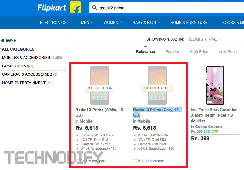 Xiaomi Redmi 2 Prime leaks on Fliupkart - Xiaomi Redmi 2 Prime price leaked by Flipkart