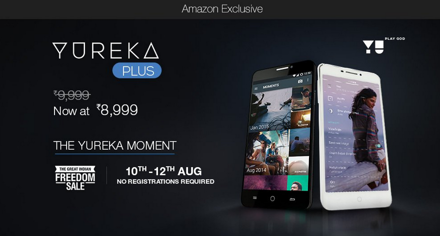 Starting Monday and running through Wednesday, the Yu Yureka Plus is available via open sale from Amazon India - Yu Yureka Plus open sale runs from August 10th-August 12th from Amazon India