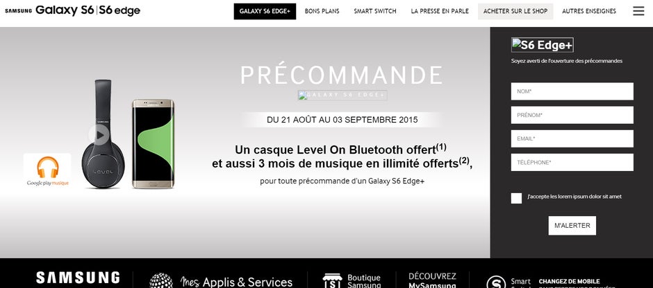 Samsung France slips, posts Galaxy S6 Edge+ release date and freebies offer