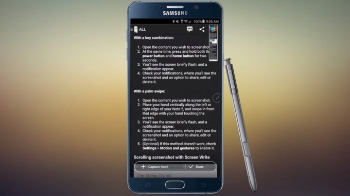 How to capture a scrolling screenshot on the Samsung Galaxy Note5
