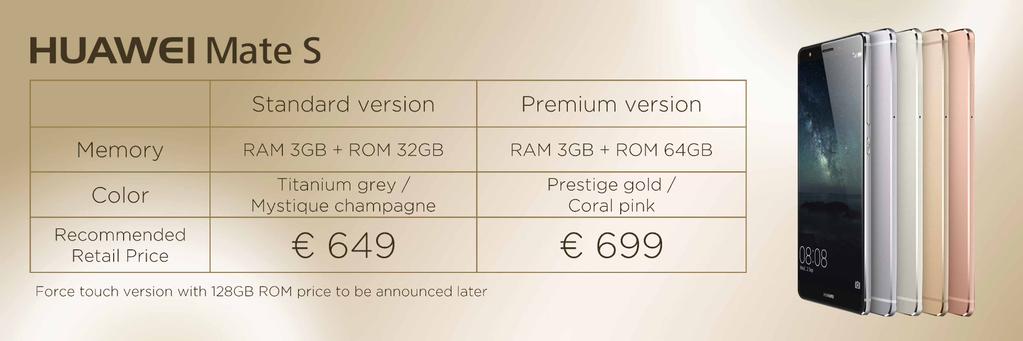 Huawei Mate S price and release date