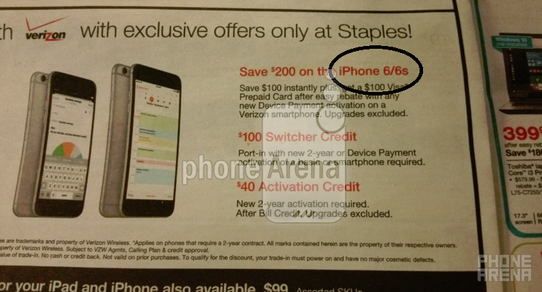 Staples ad mentions the iPhone 6s - Staples ad confirms Apple iPhone 6s name...or does it?
