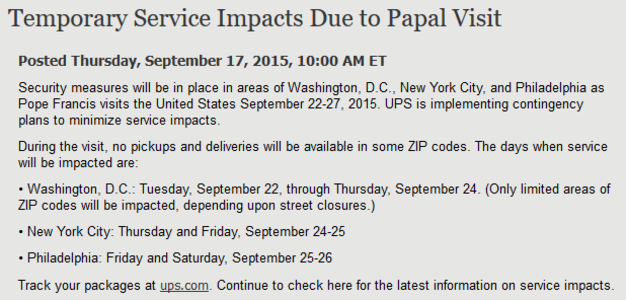 The Pope&#039;s visit to New York City and Philadelphia might delay iPhone 6s and iPhone 6s Plus shipments in the two cities - Pope&#039;s visit might delay Apple iPhone 6s, Apple iPhone 6s Plus shipments in the Northeast