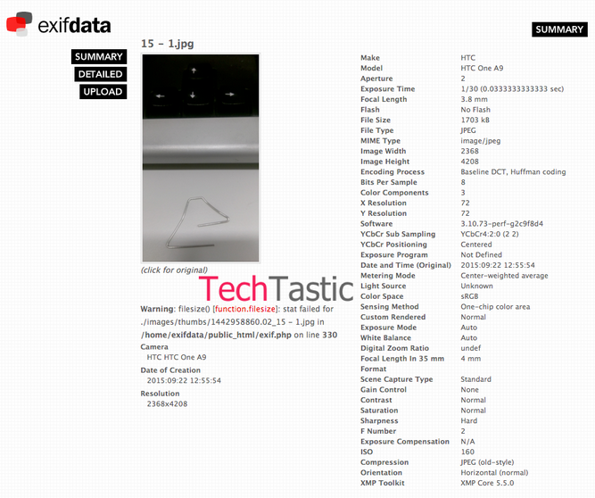 Exif data confirms the HTC One A9 name for HTC&#039;s Hero device - HTC One A9 name confirmed by Exif data