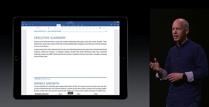 Editing Word, Excel, and Powerpoint files on the iPad Pro will require an Office 365 subscription