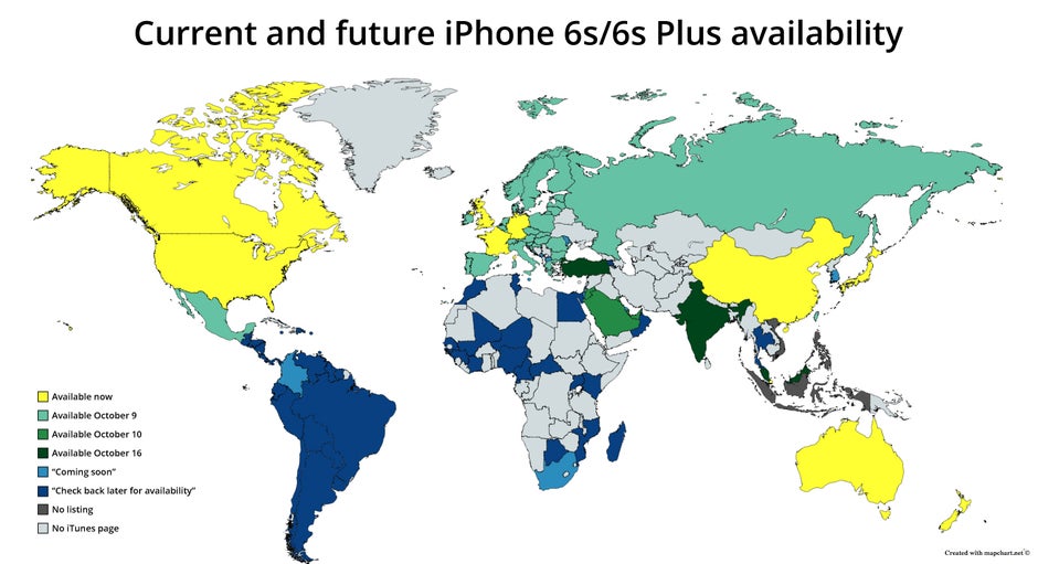 Apple Iphone 6s Plus Country Availability Map And Lte Bands Compatibility Phonearena