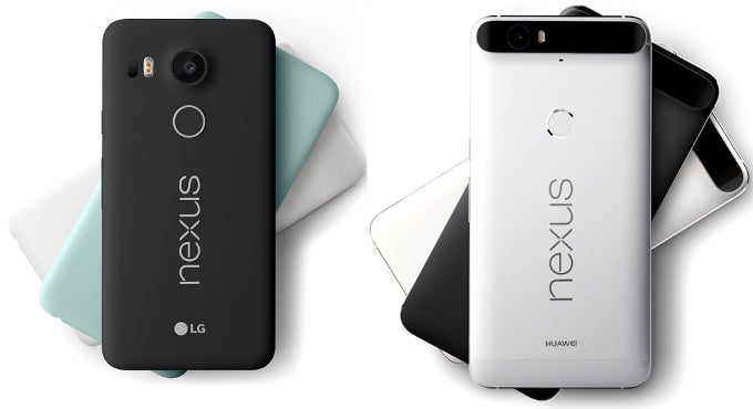 Top to bottom - Nexus 5X in Carbon, Ice Blue and Quartz (left) and Nexus 6P in Aluminum, Graphite and Frost - Poll results: What are your favorite Nexus 5X and 6P chassis colors?