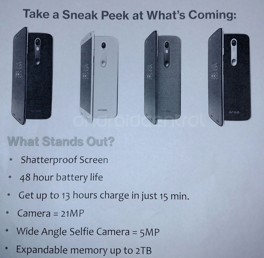 Leaked Verizon info sheet details more information on the DROID Turbo 2 - Motorola DROID Turbo 2 info sheet leaks revealing 48 hour battery life, microSD slot and more