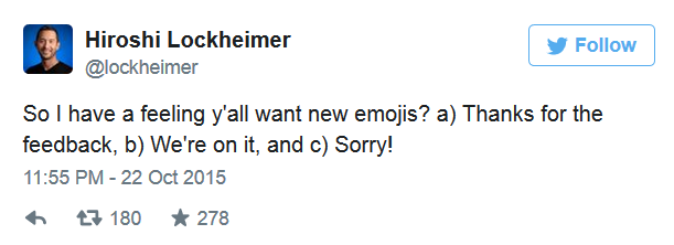 Tweet from Android SVP Lockheimer says that Android is working on new emoji of its own - SVP Lockheimer says Android is working on new emoji