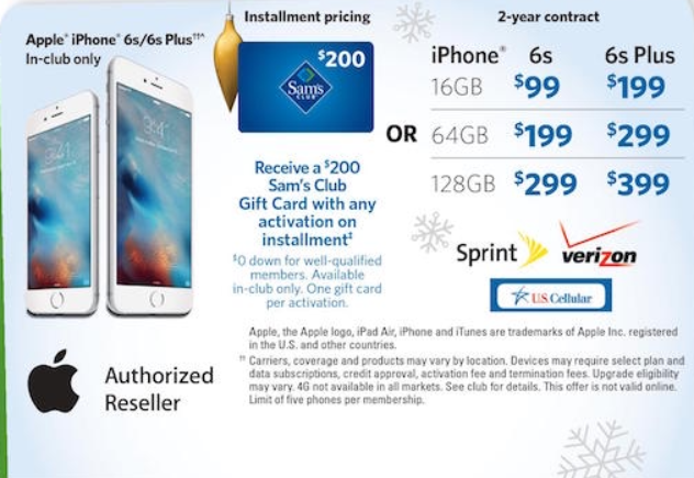 Sam&#039;s Club will sell you an Apple iPhone 6s for as low as $99 with a two-year contract, on November 14th - Leaked ad shows Sam&#039;s Club selling the Apple iPhone 6s for as low as $99 during November 14th sale
