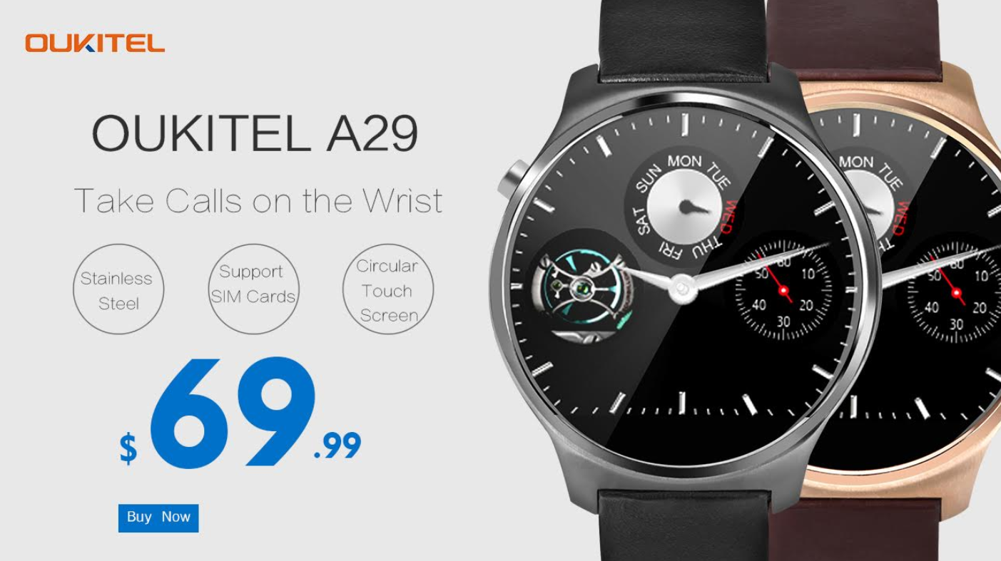 The Oukitel A29 smartwatch can be pre-ordered starting tomorrow for $69.99 - Oukitel A29 smartwatch makes and takes calls; timepiece can be pre-ordered tomorrow for $69.99