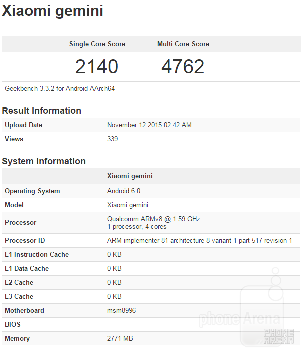 Xiaomi &quot;Gemini&quot; passes through Geekbench, reveals Snapdragon 820 core