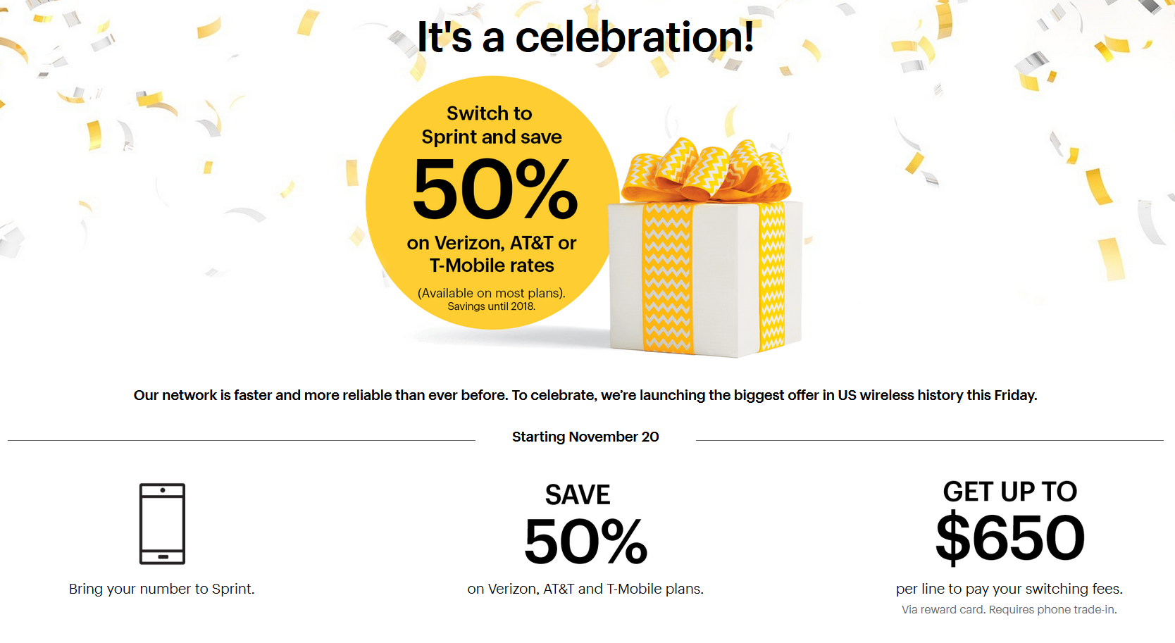 Sprint announces a new plan that cuts your T-Mobile, Verizon or AT&amp;amp;T bill in half - Sprint announces new plan that will save you 50% on your AT&amp;T, Verizon, or T-Mobile bill