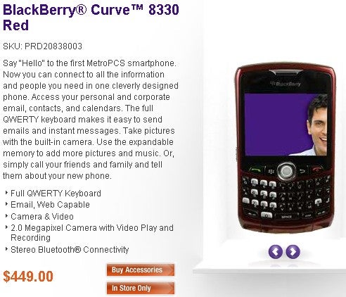 BlackBerry Curve 8330 is MetroPCS' first smart phone