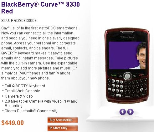 BlackBerry Curve 8330 is MetroPCS&#039; first smart phone