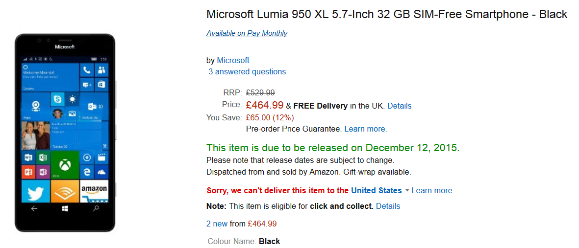 Microsoft Lumia 950XL gets another pre-order price cut in the U.K. - Microsoft Lumia 950 XL gets its third pre-order price cut in the U.K.