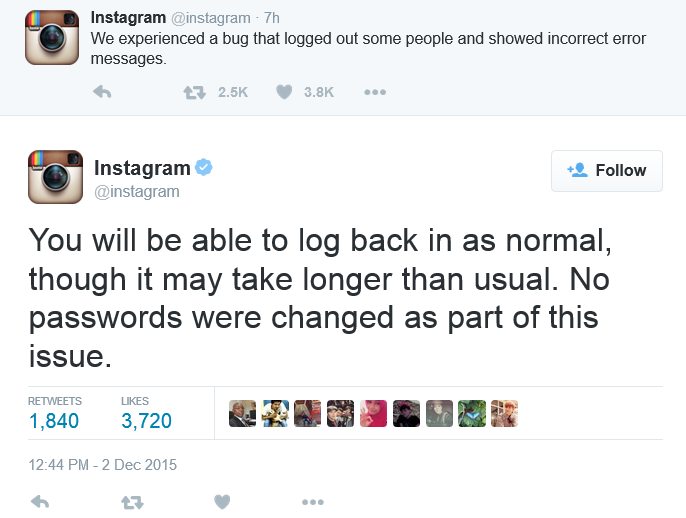 Instagram says that a bug signed users out of the app - Bug kicks users off Instagram on Wednesday