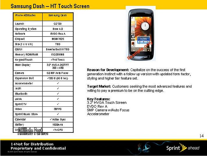 Samsung Dash - Sprint's roadmap for 2009 has leaked