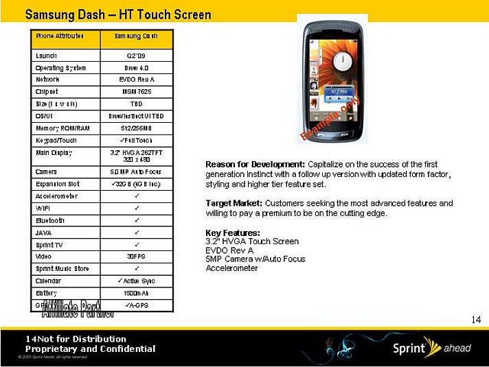 Samsung Dash - Sprint&#039;s roadmap for 2009 has leaked