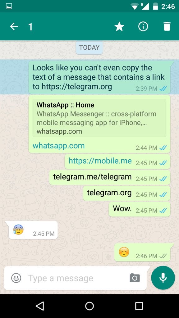 WhatsApp restricting links to its Telegram competitor, Facebook disappears its page