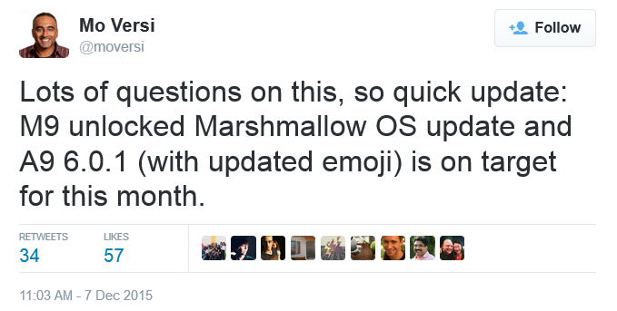 The unlocked HTC One M9 will be updated to Android 6.0.1 before the end of the year - Unlocked HTC One M9 will receive Android 6.0.1 this month says Mo Versi