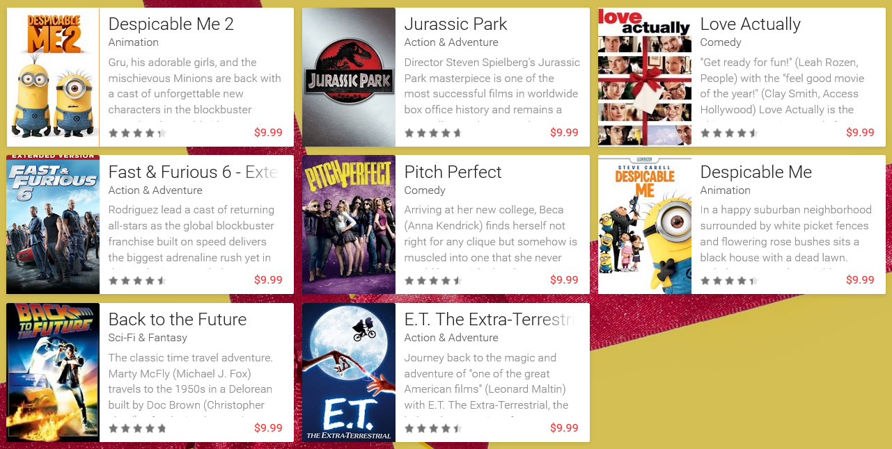 These eight movies are part of Google Play's Buy One Gift One promotion - Google Play offers a 'Buy One, Gift One' movie promotion in the states