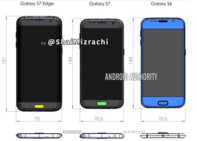 Samsung Galaxy S7 and Galaxy S7 edge dimensions allegedly revealed by leaked schematic
