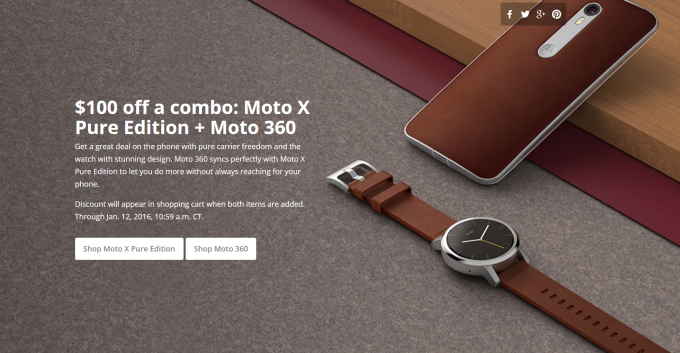 Deal: save $100 if you get both the Moto X Pure Edition and the Moto 360 (2015) from Motorola