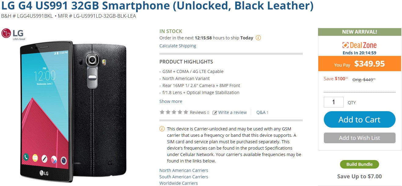 Deal alert: LG G4 goes down to $350, today only