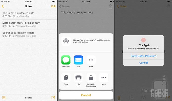 Notes in iOS 9.3 can be secured with a password or fingerprint - iOS 9.3 preview: Night Shift, more 3D Touch actions, secure notes coming to the iPhone and iPad