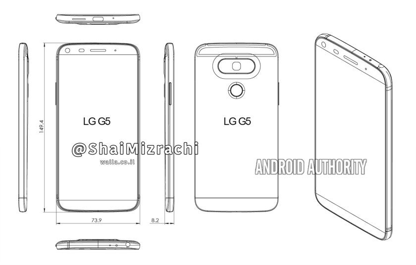Alleged LG G5 diagram reveals a curved back, side buttons, and thin bezels