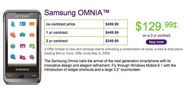 Samsung Omnia now offered by Telus