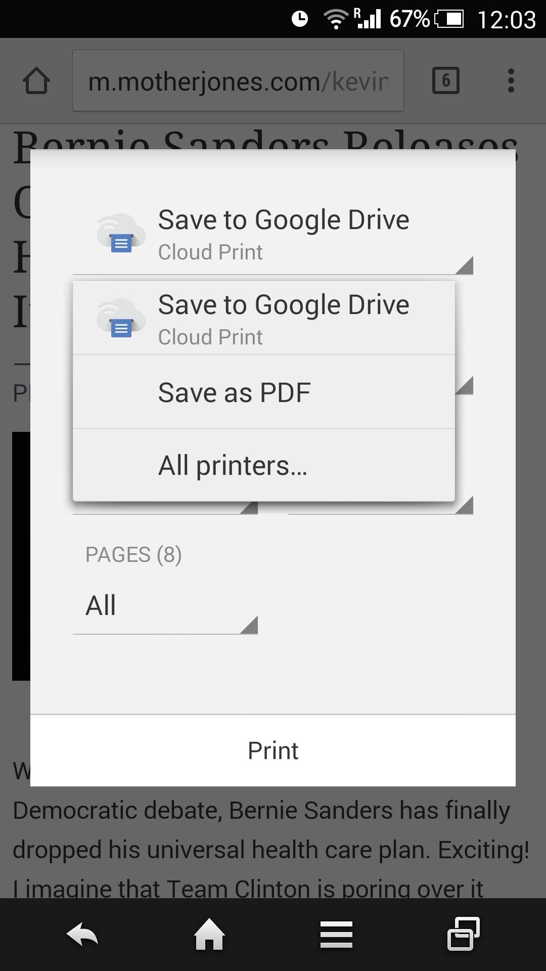 Save as PDF in Print menu on Android Chrome - How to save web sites as PDF for reading offline on your iPhone or Android