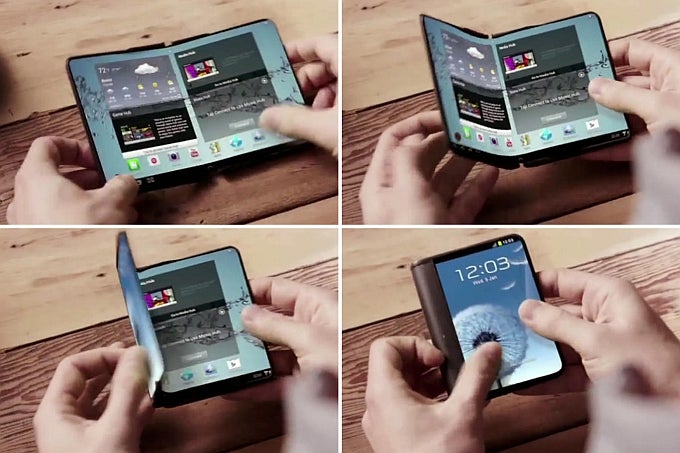 Samsung's concept for a folding-screen smartphone - IHS: foldable smartphones won't hit the market until early 2017